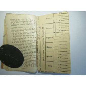 Libreta de pago y etiqueta de identificación de soldado alemán alsaciano de la 1ª Guerra Mundial, Karl Bieth. Espenlaub militaria