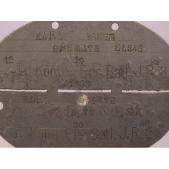 Lönebok och ID-märke från första världskriget för en tysk soldat från Alsace, Karl Bieth. Espenlaub militaria