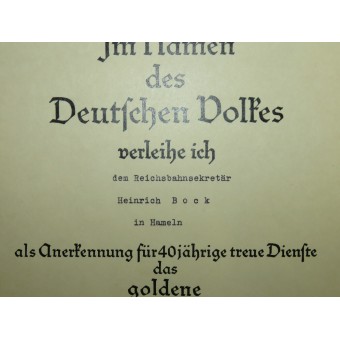 Eine Reihe von Verleihungsurkunden für einen Eisenbahnbeamten des Dritten Reiches. Espenlaub militaria