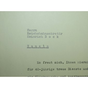 Un conjunto de documentos de adjudicación para un funcionario ferroviario del Tercer Reich. Espenlaub militaria