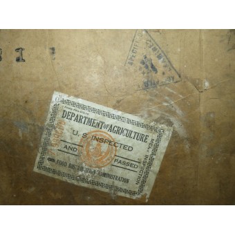 Packaging box for American stew delivered to the Soviet Union under Lend-Lease. Rare.. Espenlaub militaria