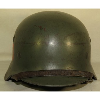 Alemán M 35 Polizei casco doble calcomanía. Espenlaub militaria