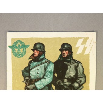 3rd Reich propaganda postcard Die Polizei in Fronteinsatz. Espenlaub militaria