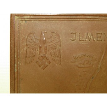 Keramik-Gedenktafel Demjansk Pocket- Ilmensee, hergestellt von Meisson. Espenlaub militaria