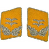 Linguette per colletto giallo Luftwaffe oberleutnant, ricamate a mano