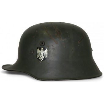 Tyska M1918 dubbla dekaler Wehrmacht stålhjälm. Espenlaub militaria