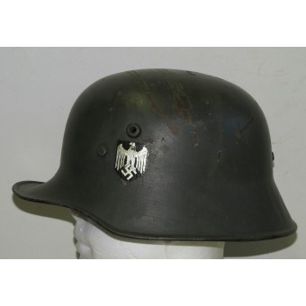 Casco de acero alemán M1918 doble calcomanía Wehrmacht. Espenlaub militaria