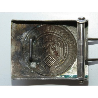 Steel nickel plated Hitler Jugend buckle, M1/39 RZM and Assmann. Espenlaub militaria