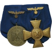 Колодка наградная за выслугу лет в вермахте. Медаль 12 и крест 25 лет