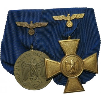 Bar Medaglia Ordensspange- con 12 e 25 anni di servizio Wehrmacht decorazioni lunghi. Espenlaub militaria