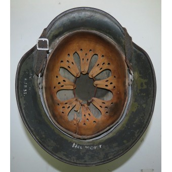 Двухдекальный шлем Вермахт M35 Q 66. Восточный Фронт. Подписная: Ноймайер. Espenlaub militaria