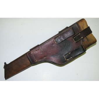 C96 Mauser Besenstiel-Schulterschaft aus der frühen Kriegszeit mit originalem Lederholster. Espenlaub militaria