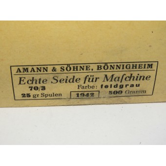 3e Reich Duits Bobbin Silk, Feldgrau, 30/3 Gütermanns Haspelseide. Espenlaub militaria