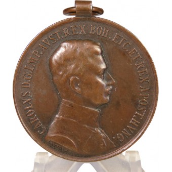 Österrikisk-ungerska KuK Kaiser Carolus medalj för tapperhet (Fortitudini), medalj, tillverkad av Kautsch. Espenlaub militaria