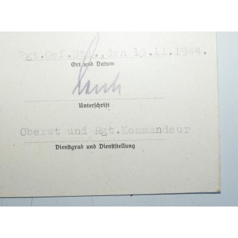 Infantería de asalto certificado de tarjeta emitida a la Gebirsjäger K.Brandhuber. GJR 144. Espenlaub militaria