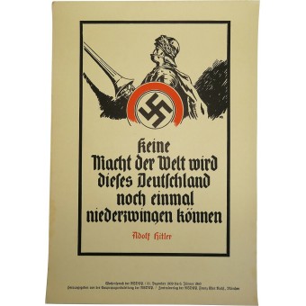 Propaganda poster for N.S.D.A.P with weekly quotes from 3rd Reich leaders speech. Espenlaub militaria