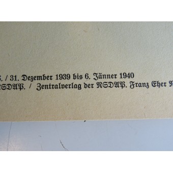 Affiche de propagande pour N.S.D.A.P avec des citations hebdomadaires de 3 discours des dirigeants du Reich. Espenlaub militaria