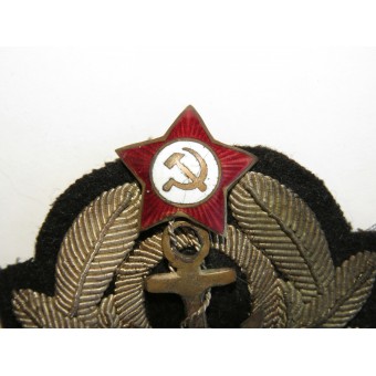 Soviet navy RKKF commanders cockade with fully embroidered wreath and circle. Espenlaub militaria