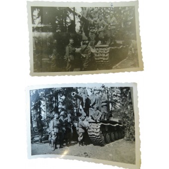 Set of 2 photos. Captured  Russian heavy tank KV-2. July, 1942.. Espenlaub militaria