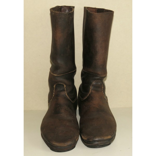 WWII German soldier's brown leather long combat boots for Wehrmacht ...
