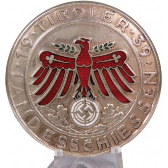 1939 Tirol Landesschiessen Shooting Award Medalj - Försilvrad stål. Espenlaub militaria