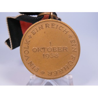 Minnesmedalj från Tredje riket Till minne av den 1 oktober 1938. Espenlaub militaria