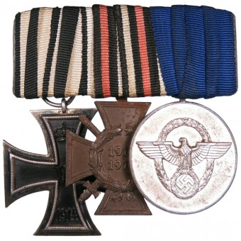 Колодка из 3 наград ветерана ПМВ, полицейского чиновника в 3-м Рейхе. Espenlaub militaria