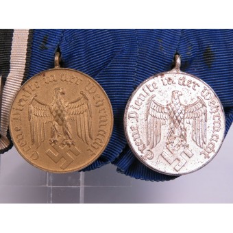 Колодка медалей Вермахта (Ordensspange) Крест Гинденбурга для нонкомбатантов 1914-18 гг. 4 и 12 лет службы. Espenlaub militaria