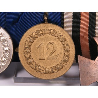 Wehrmacht Medal Bar. 4 en 12 jaar. Servicemedailles en WW1 -herdenkingskruis. Espenlaub militaria