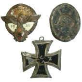 Ensemble de trois décorations du 3ème Reich. Croix de fer 1939 Deumer, série 3
