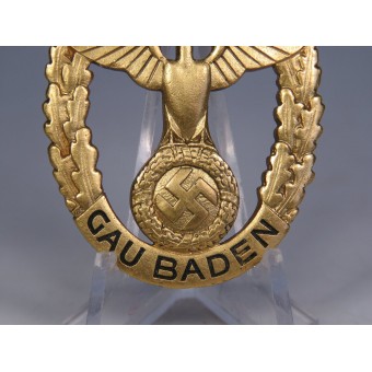 Early Gau Baden Honour Badge, Gold Grade Fr. Klett. Espenlaub militaria