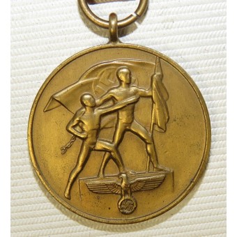 Tšekin medaille Zur Erinnerungin kolmas valtakunnan annektio den 1. Oktober 1938 muistomitali. Espenlaub militaria