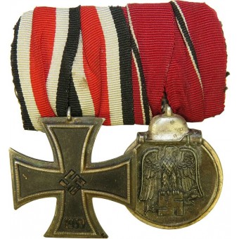 Award Bar met Schinkel Type Iron Cross 1939, tweede klas, gemarkeerd SW en Wintersschlacht im Osten Medaille. Espenlaub militaria