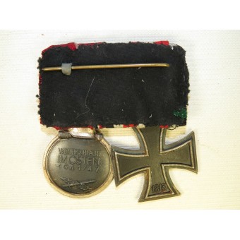 Award Bar met Schinkel Type Iron Cross 1939, tweede klas, gemarkeerd SW en Wintersschlacht im Osten Medaille. Espenlaub militaria