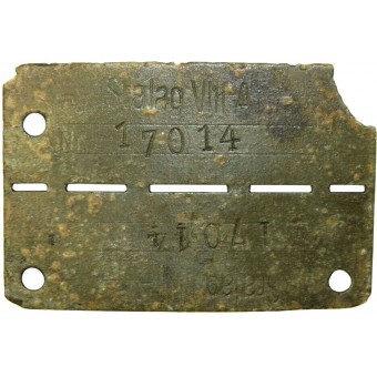 Etiqueta de perro - campo de prisioneros, Stalag VIII A. zinc dañado.. Espenlaub militaria