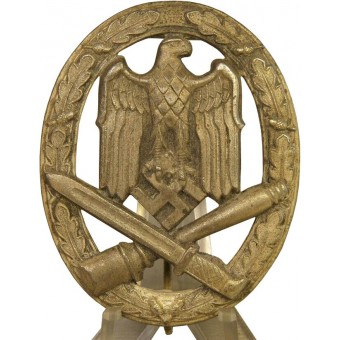 Ejército alemán Wehrmacht Heer o insignia asalto Waffen SS general - Allgemeine Sturmabzeichen. cinc plateado. Espenlaub militaria