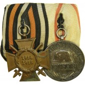 Hindenburg cross for WW1 combatant and Austrian commemorative medal for war 1914-1918 medal bar