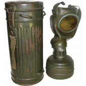 Waffen SS or Wehrmacht Heer/ German army gasmask with canister.