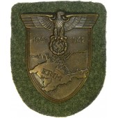 Blason de Crimée de la Wehrmacht Heer sleeve, sur un morceau de laine Feldgrau, le verso est recouvert de papier.