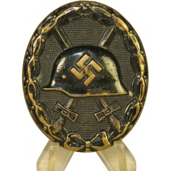 WW2 Duits zwart wond badge-geel messing, ongemarkeerd. Espenlaub militaria
