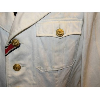 Algodón kriegsmarine verano túnica blanca para Oberleutnant zur See. Espenlaub militaria