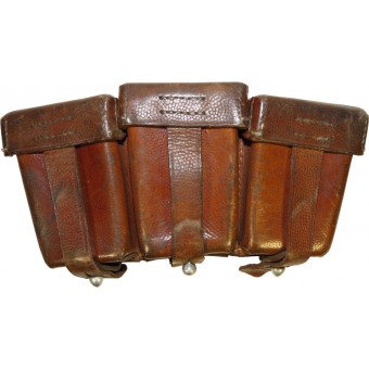 Brown leather ammo pouch for Mauser K98. DAK or Luftwaffe, 1940.. Espenlaub militaria