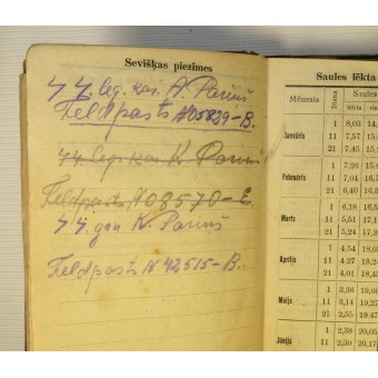 Diario-calendario de Letonia Waffen SS de voluntarios, 1944. Espenlaub militaria