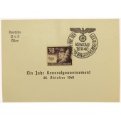 Een enveloppe van de eerste dag: Ein Jahr Generalgouvernement