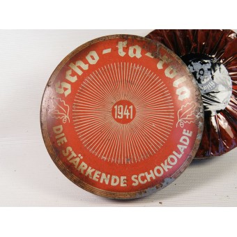 Lata de chocolate Scho-ka-kola 1941 Packung Wehrmacht con el interior del chokolate. Espenlaub militaria
