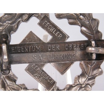 3RD Reich, SA Insignia de deportes en Silver Fechler. Espenlaub militaria