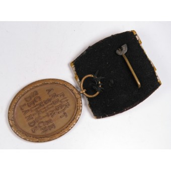 Medaille Westwall, erster Typ. Bronze. Bogenförmige Medaille bar. Espenlaub militaria