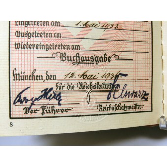 Билет члена N.S.D.A.P выданной в мае 1936 года на имя Эмиля Рюфф. Espenlaub militaria