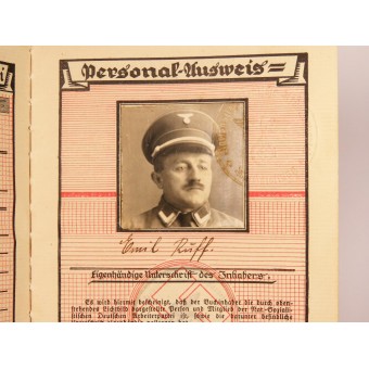 Билет члена N.S.D.A.P выданной в мае 1936 года на имя Эмиля Рюфф. Espenlaub militaria