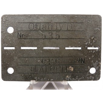 Persoonlijke id-tag van een krijgsgevangene in een oflag IV D. Espenlaub militaria